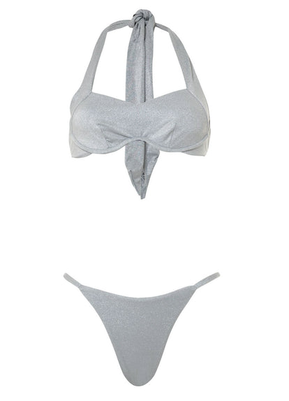  Maaji Silver Shine Micro Midi Single Strap Bikini Bottom