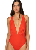 Maaji Red Camelia Safri Plunge One Piece