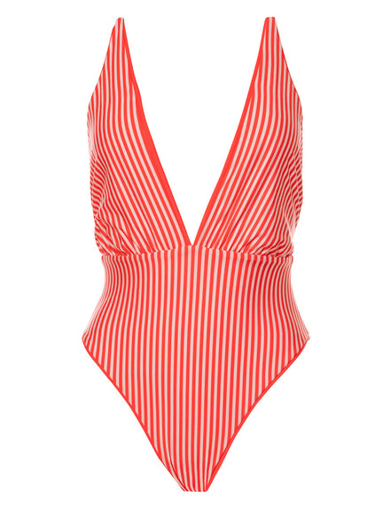  Foto de Red Camelia Safri Signature Cut Plunge One Piece by Maaji - Enteros - Vestidos de Baño