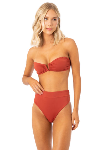  Maaji Burgundy Suzy Q High Rise/High Leg Bikini Bottom