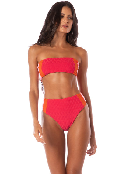  Maaji Apple Red Nomad Strapless Bandeau Bikini Top