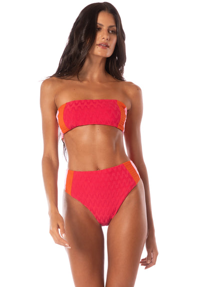  Maaji Apple Red Wanderer High Rise Classic Bikini Bottom