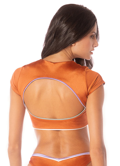  Maaji Satin Umber Janece Crop Top Bikini Top
