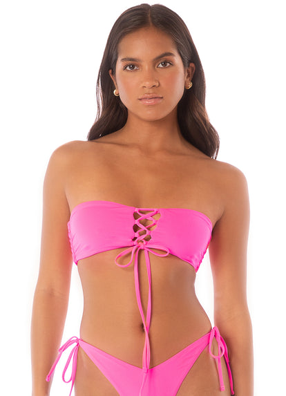  Maaji Fucshia Brilliant Strapless Bandeau Bikini Top