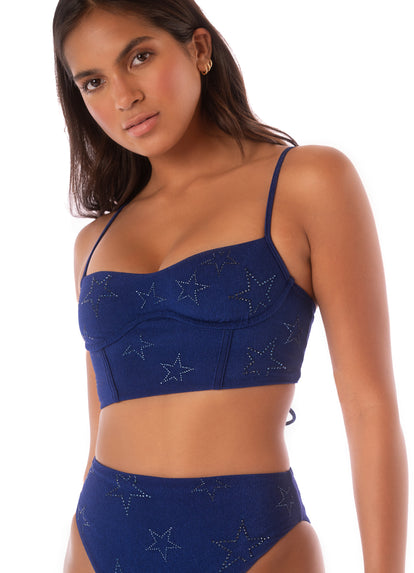  Maaji Midnight Blue Twinkle Underwire Bustier Bikini Top