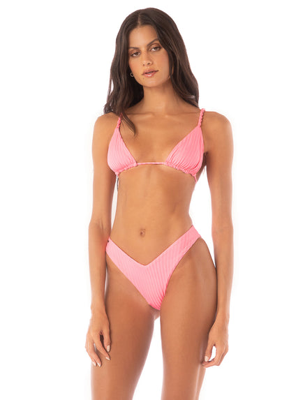  bikini bottom from Maaji – Taffy Pink Valerya Regular Rise Double V Bikini Bottom – Category: Apparel , Accessories Clothing Swimwear