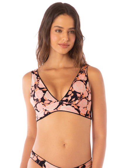 Maaji Onyx Black Paradisial Long Line Triangle Bikini Top