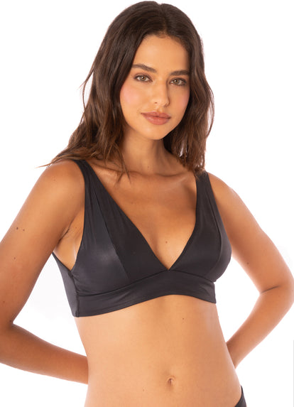  Maaji Onyx Black Paradisial Long Line Triangle Bikini Top