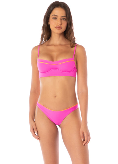  Maaji Poppy Pink Iconic Regular Rise Thin Side Bikini Bottom