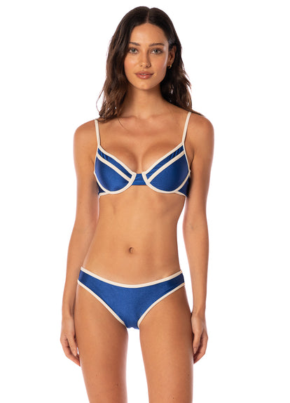  Maaji Cobalt Blue Iconic Low Rise Thin Side Bikini Bottom