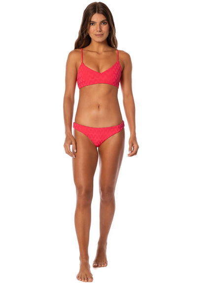  Maaji Apple Red Iconic Low Rise Thin Side Bikini Bottom
