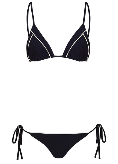  Maaji Midnight Black Shining Low Rise Tie Side Bikini Bottom