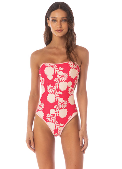 Thumbnail - Maaji Lightpink Flowerbed Cirsium  Cheeky Cut Bandeau One Piece - 3