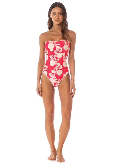 Thumbnail - Maaji Lightpink Flowerbed Cirsium  Cheeky Cut Bandeau One Piece - 7