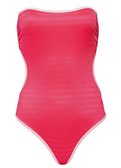 Thumbnail - Maaji Lightpink Flowerbed Cirsium  Cheeky Cut Bandeau One Piece - 9