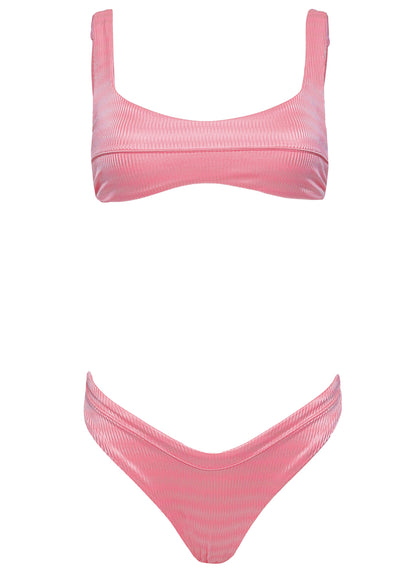 Thumbnail - Maaji Strawberry Pink Lilium  Classic Bralette Bikini Top - 10