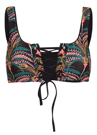 Thumbnail - Maaji Midnight Black Dazzle Lace Up Bralette Bikini Top - 15