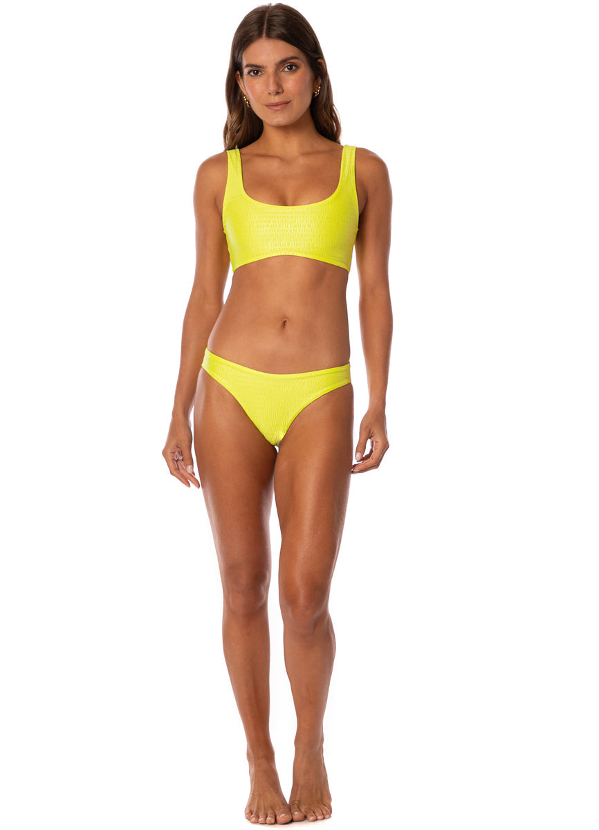 Maaji Lime Green Dazzle Lace Up Bralette Bikini Top