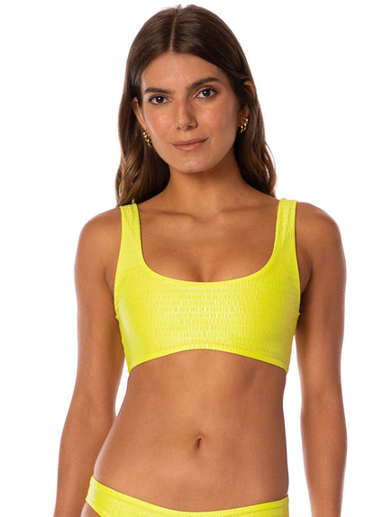 Thumbnail - Maaji Lime Green Dazzle Lace Up Bralette Bikini Top - 6