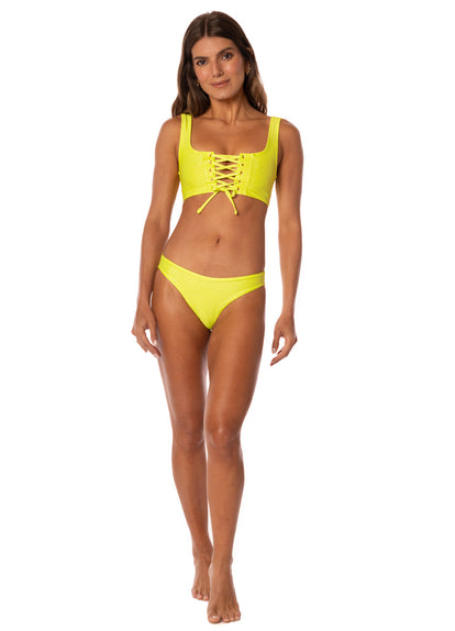 Thumbnail - Maaji Lime Green Dazzle Lace Up Bralette Bikini Top - 8