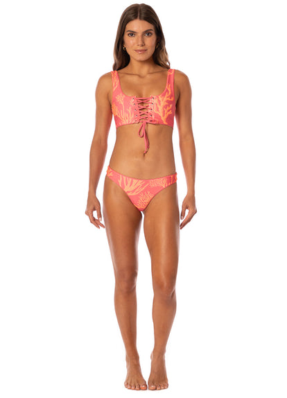  Maaji Coral Ripple Dazzle Lace Up Bralette Bikini Top