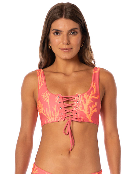 Thumbnail - Maaji Coral Ripple Dazzle Lace Up Bralette Bikini Top - 10