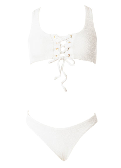 Thumbnail - Foto de Coconut Milk Dazzle Lace Up Bralette Bikini Top by Maaji - Tops - Vestidos de Baño - 9