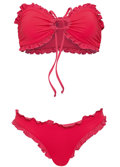  Maaji Cherry Crush Lotus  Ruffle Bralette Bikini Top