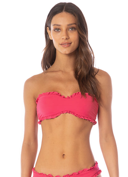  Maaji Cherry Crush Lotus  Ruffle Bralette Bikini Top