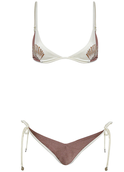 Thumbnail - Maaji Mocha Pearl Dreamscape Low Rise Single Strap Bikini Bottom - 10