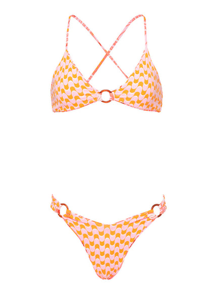  Maaji Peach Flowers Valering Regular Rise Double V Bikini Bottom