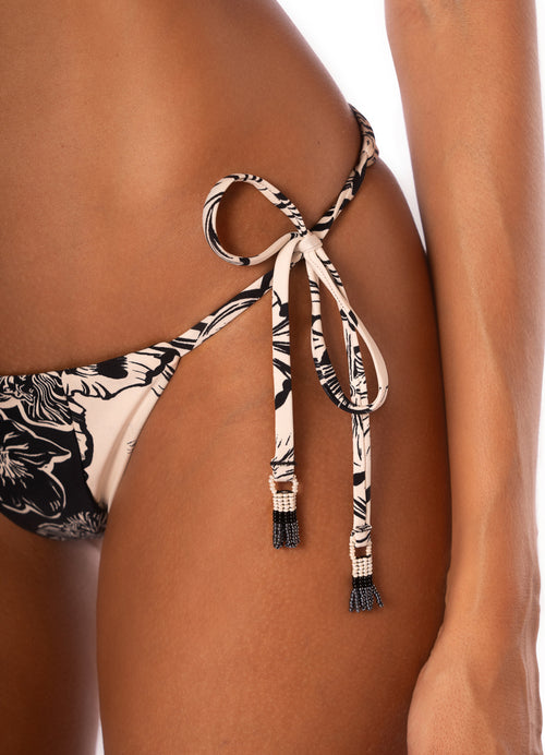 Hover image -  Maaji Sepia Fiori Sunning Low Rise Tie Side Bikini Bottom