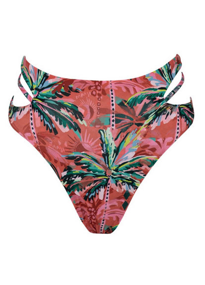 Thumbnail - Maaji Flame Palms Eris High Rise Double Tab Side Bikini Bottom - 7