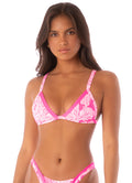 Maaji Pink Blossom Rewind Fixed Triangle Bikini Top