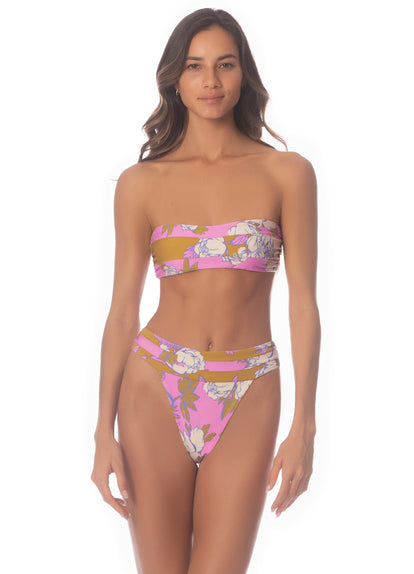  Maaji Pink Fiore Sienna High Rise Classic Bikini Bottom