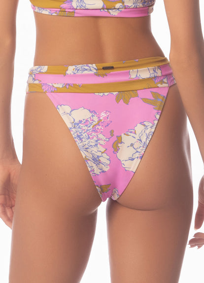  Maaji Pink Fiore Sienna High Rise Classic Bikini Bottom