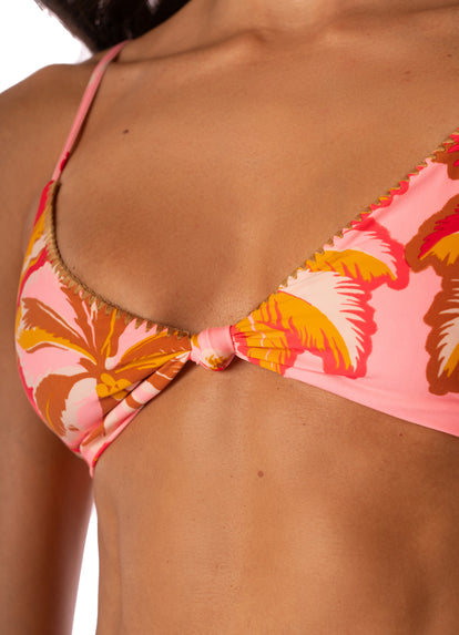 Thumbnail - Maaji Pink Palms Sahara Fixed Triangle Bikini Top - 5