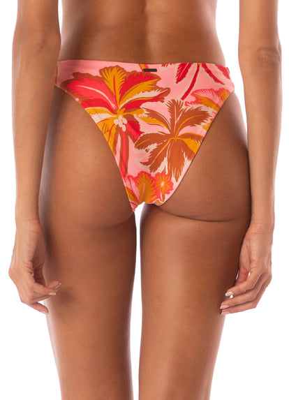 Maaji Pink Palms Squinny Low Rise Triple Strap Bikini Bottom