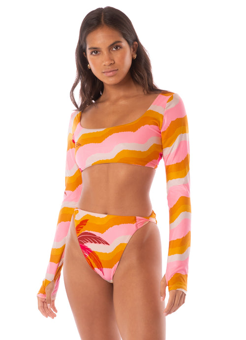 Main image -  Maaji Paradiso Waves Bestie Long Sleeve Crop Top Bikini Top