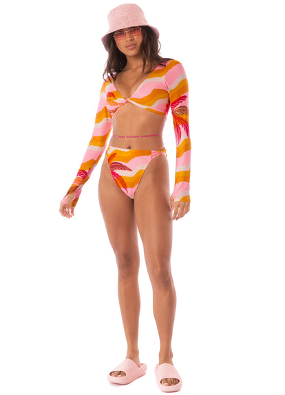  Maaji Paradiso Waves Bestie Long Sleeve Crop Top Bikini Top