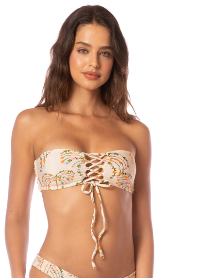  Maaji Sandstone Tropics Radiance Lace Up Bralette Bikini Top