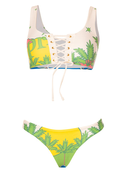  Bikini Top de Maaji -  Maaji Lime Dreams Dazzle Print Lace Up Bralette Bikini Top - Categoría: Ropa, Vestidos de baño