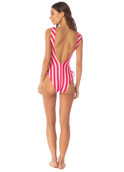 Maaji Apple Stripes Grape  Cut Out One Piece