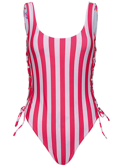  Maaji Apple Stripes Grape  Cut Out One Piece