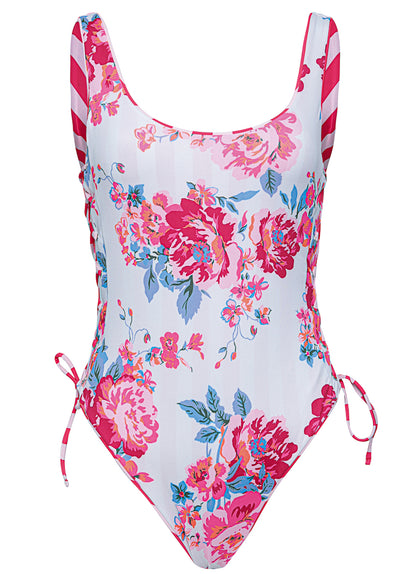  Maaji Apple Stripes Grape  Cut Out One Piece