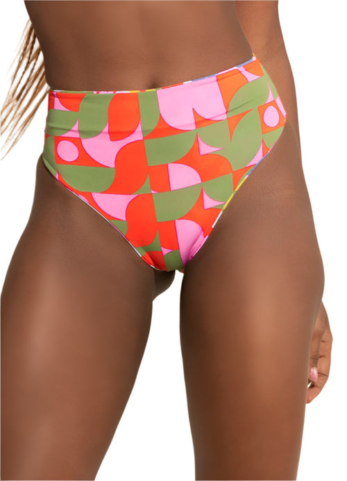 Hover image -  Maaji Pristine Flower Suzy Q High Rise/High Leg Bikini Bottom