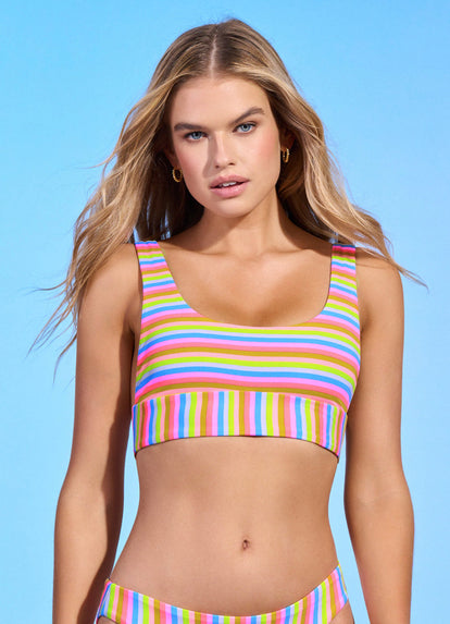  bikini top from Maaji – Rainbow Stripe Donna Sporty Bralette Bikini Top – Category: Apparel , Accessories Clothing Swimwear