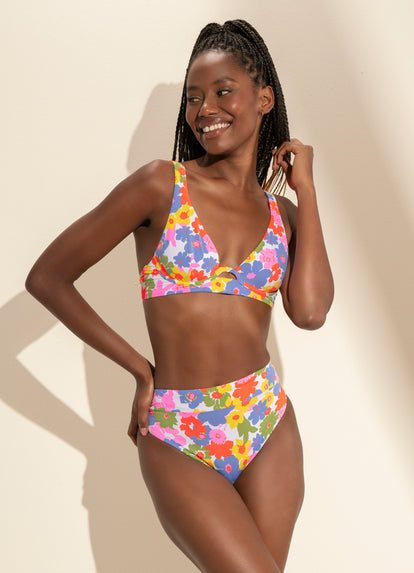  Maaji Pristine Flower Suzy Q High Rise/High Leg Bikini Bottom