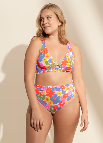  Maaji Pristine Flower Suzy Q High Rise/High Leg Bikini Bottom