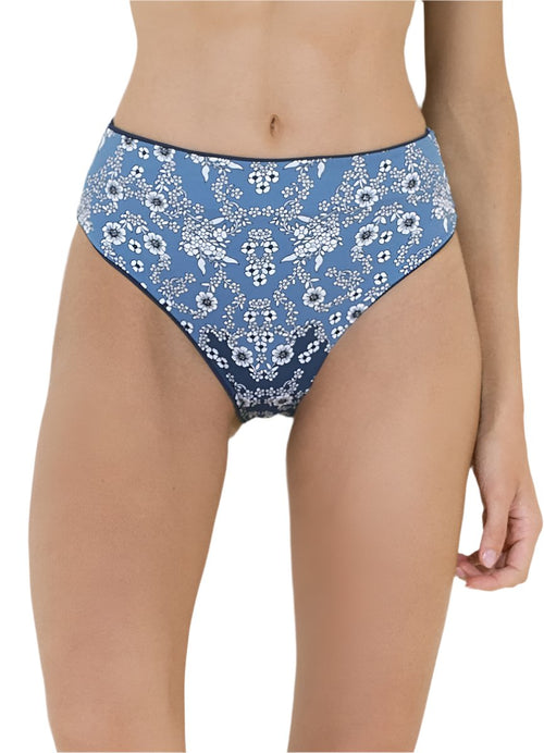 Hover image -  Maaji Blue Spruce Suzy Q High Rise/High Leg Bikini Bottom BIKINI BOTTOM Maaji 